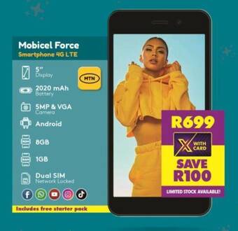 Shoprite Mobicel Force Smartphone 4G LTE offer