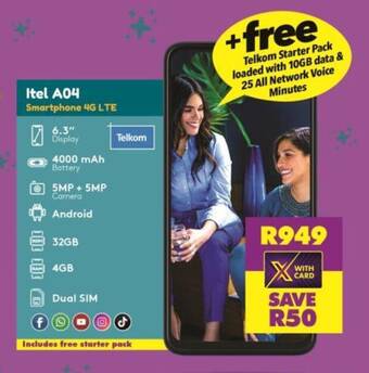 Shoprite Itel A04 Smartphone 4G LTE offer