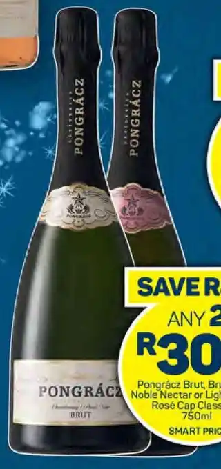 Pick n Pay Pongrácz Brut, Brut Rosé, Noble Nectar or Light Nectar Rosé Cap Classique 750ml offer