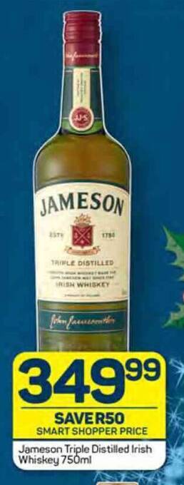 Pick n Pay Jameson Triple Distilled Irish Whiskey 750ml offer