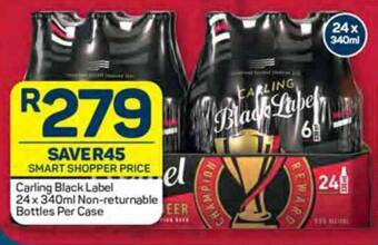Pick n Pay Carling Black Label 24 x 340ml Non-returnable Bottles Per Case offer