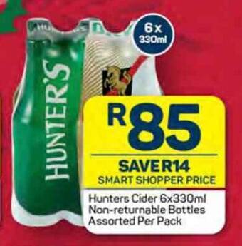 Pick n Pay Hunters Cider 6x330ml Non-returnable Bottles Assorted Per Pack offer
