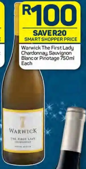 Pick n Pay Warwick The First Lady Chardonnay Sauvignon Blanc or Pinotage 750ml Each offer