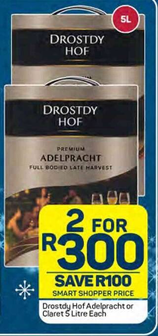 Pick n Pay Drostdy Hof Adelpracht or Claret 5 Litre Each offer
