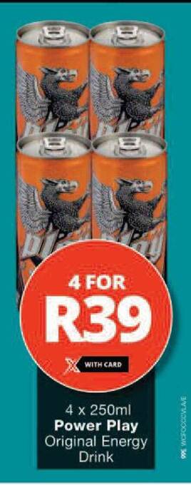 Checkers 4 x 250ml Power Play Original Energy Drink offer