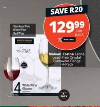 Checkers Maison Forine Leona Lead-Free Crystal Glassware Range 4-Pack offer