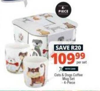 Checkers Cats & Dogs Coffee Mug Set 4-Piece offer