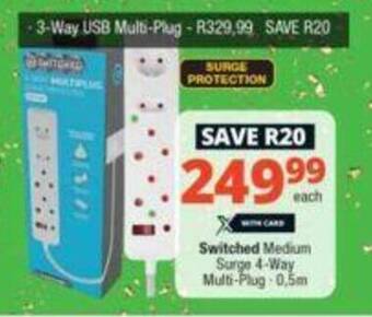 Checkers Switched Medium Surge 4-Way Multi-Plug-0,5m offer