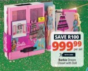 Checkers Barbie Dream Closet with Doll offer