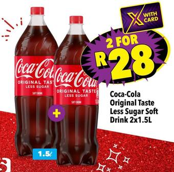 Shoprite Coca-Cola Original Taste Less Sugar Soft Drink 2x1.5L offer