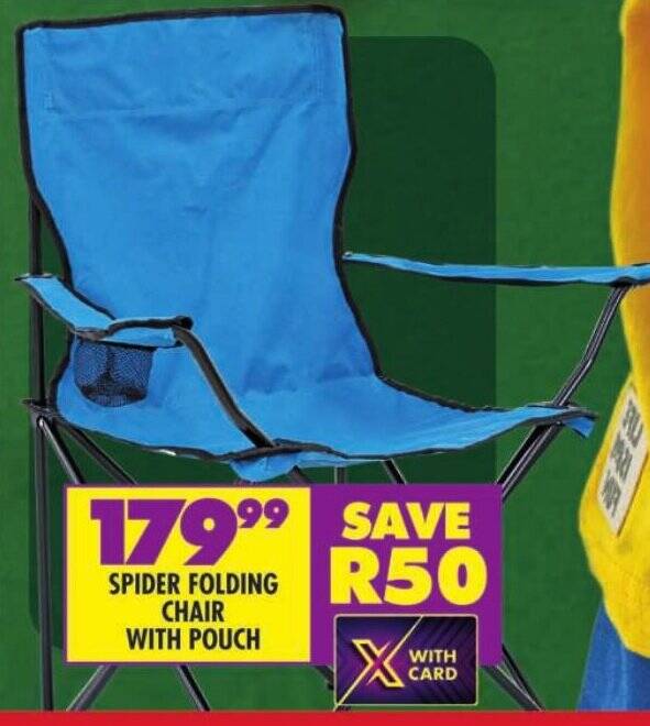 SPIDER FOLDING CHAIR WITH POUCH offer at Shoprite