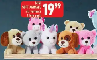 MINI SOFT ANIMALS all variants 11cm each