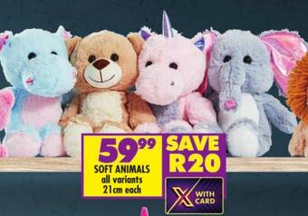 Shoprite SOFT ANIMALS all variants 21cm each offer
