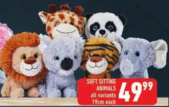 SOFT SITTING ANIMALS all variants 19cm each