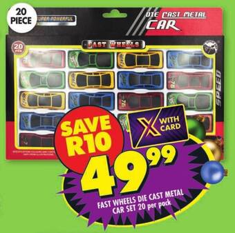Shoprite FAST WHEELS DIE CAST METAL CAR SET 20 per pack offer
