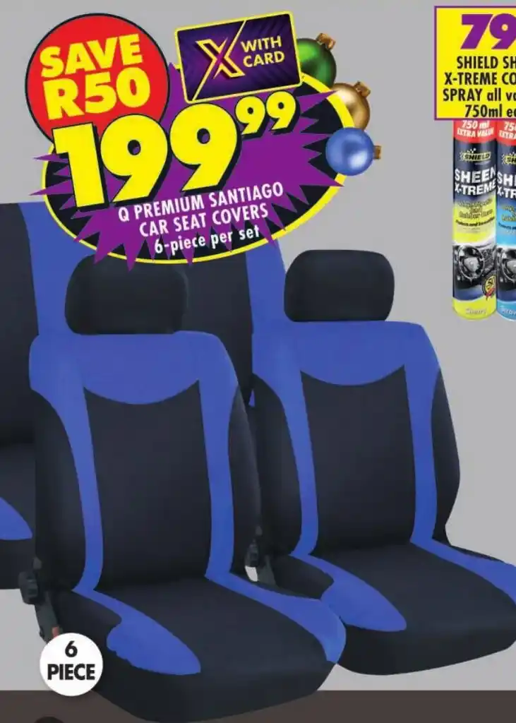 Q PREMIUM SANTIAGO CAR SEAT COVERS 6piece per set offer at Shoprite