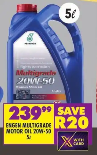 Shoprite ENGEN MULTIGRADE MOTOR OIL 20W-50 5L offer