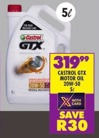 Shoprite CASTROL GTX MOTOR OIL 20W-50 5L offer