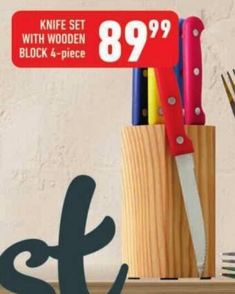 Shoprite KNIFE SET WITH WOODEN BLOCK 4-piece offer