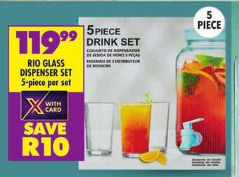 Shoprite RIO GLASS DISPENSER SET 5-piece per set offer