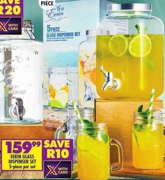 Shoprite EERIN GLASS DISPENSER SET 5-piece per set offer