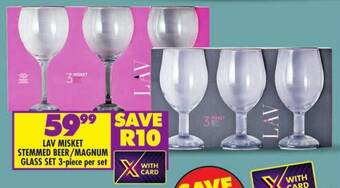Shoprite LAV MISKET STEMMED BEER/MAGNUM GLASS SET 3-piece per set offer
