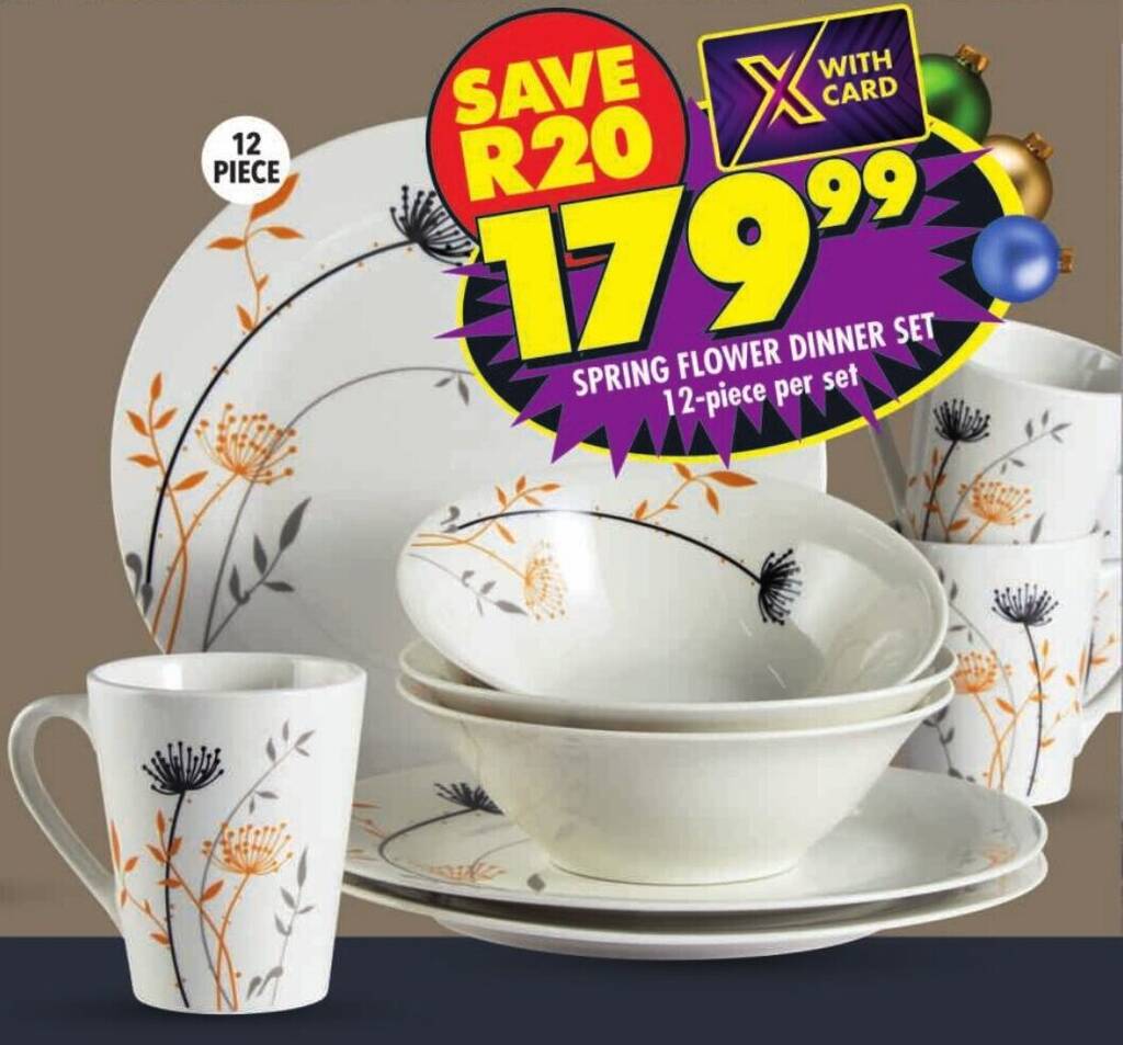 SPRING FLOWER DINNER SET 12piece per set offer at Shoprite