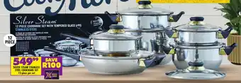 SILVER STEAM STAINLESS STEEL COOKWARE SET 12-piece per set