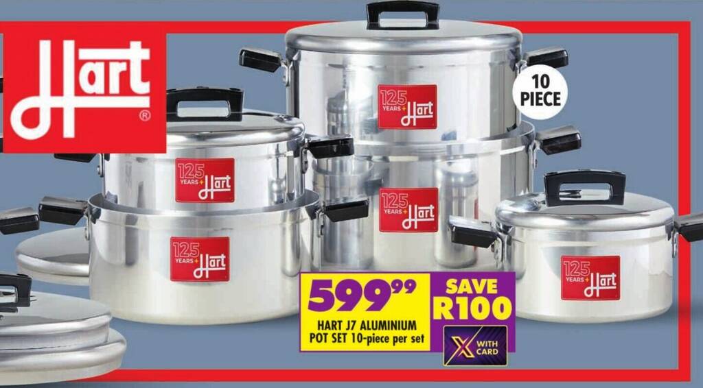 HART J7 ALUMINIUM POT SET 10piece per set offer at Shoprite