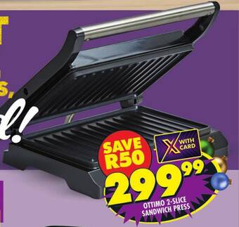 Shoprite OTTIMO 2-SLICE SANDWICH PRESS offer