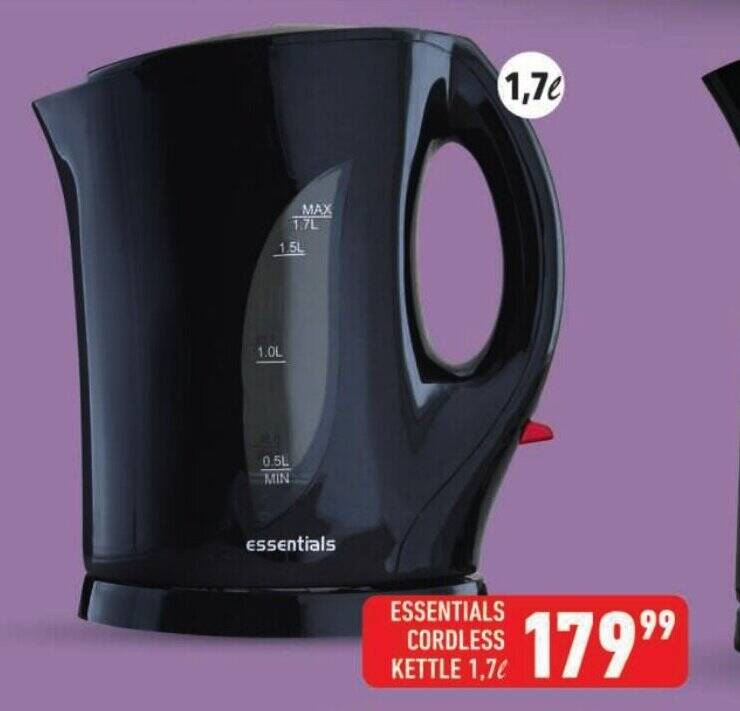 ESSENTIALS CORDLESS KETTLE 1,7L offer at Shoprite