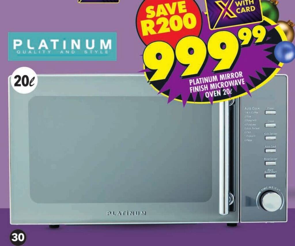PLATINUM MIRROR FINISH MICROWAVE OVEN 20L offer at Shoprite
