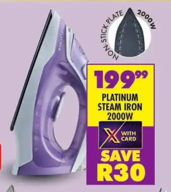 Shoprite PLATINUM STEAM IRON 2000W offer