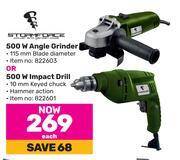 Game Storm force 500w angle grinder or 500w impact drill-each offer