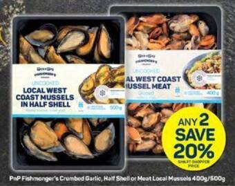 Pick n Pay PnP Fishmanger's Crumbed Garlic, Half Shell or Meat Local Mussels 400g/500g offer