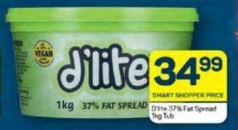 Pick n Pay D'lite 37% Fat Spread 1kg Tub offer