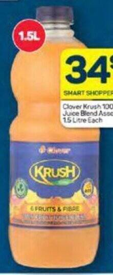 Pick n Pay Clover Krush 100% Fruit Juice Blend Assorted 15 Litre Each offer