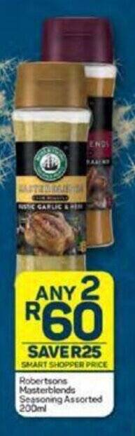 Pick n Pay Robertsons Masterblends Seasoning Assorted 200ml offer
