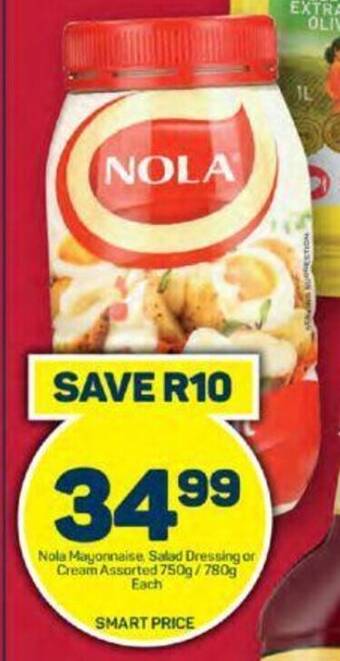 Pick n Pay Nola Mayonnaise Salad Dressing or Cream Assorted 750g/780g offer