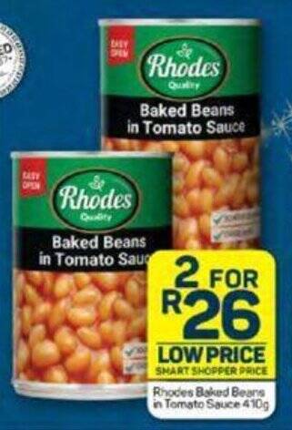 Pick n Pay Rhodes Baked Beans in Tomato Sauce 410g offer