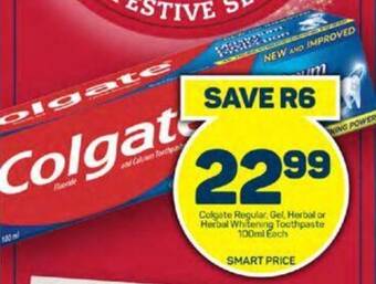 Pick n Pay Colgate Regular, Gel, Herbal or Herbal Whitening Toothpaste 100ml Each offer
