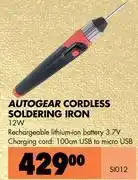 Autogear cordless soldering iron sio12