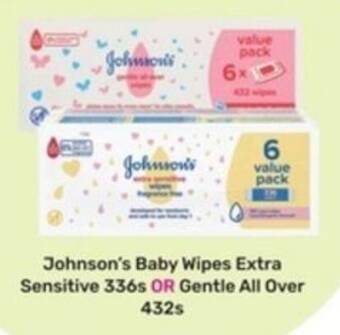 Game Johnson's Baby Wipes Extra Sensitive 336s OR Gentle All Over offer