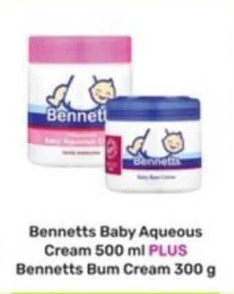 Game Bennetts Baby Aqueous Cream 500 ml PLUS Bennetts Bum Cream 300g offer