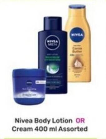 Game Nivea Body Lotion OR Cream 400 ml Assorted offer