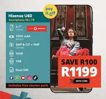 Checkers Hisense U60 Smartphone 4G LTE offer