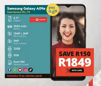 Checkers Samsung Galaxy A04e Smartphone 4G LTE offer
