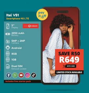 Checkers Itel V51 Smartphone 4G LTE offer