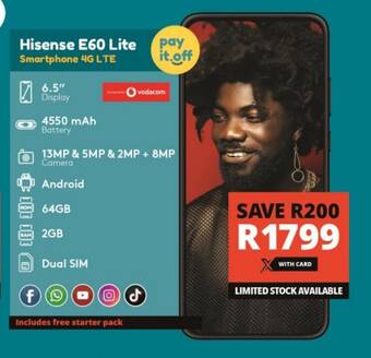 Checkers Hisense E60 Lite Smartphone 4G LTE offer