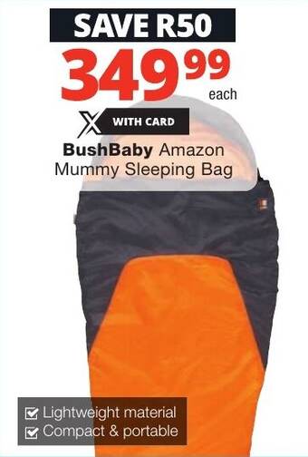 Checkers BushBaby Amazon Mummy Sleeping Bag offer
